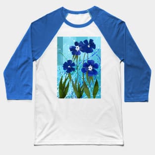 Blue Flowers Abstract Baseball T-Shirt